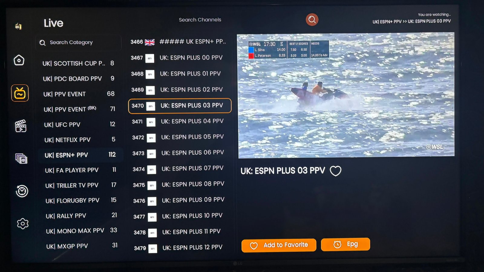 IPTV 12 months plan showing massive channel lineup and VOD library
